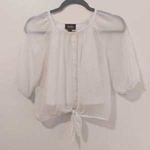 ☆ Sheer Girls White Blouse with Tie ☆